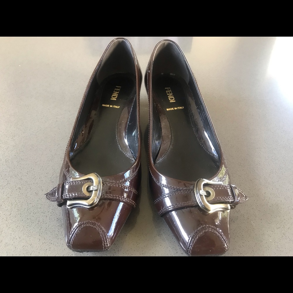 Patent leather Fendi kitten heels. One of a kind.
